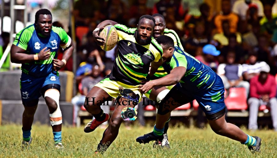 Teddy Akala in action for Kabras RFC against KCB. Photo Courtesy/Denis Acre-half
