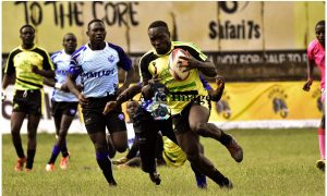 Kabras' Paul Abuto in action against MMUST. Photo Courtesy/Denis Acre-half.