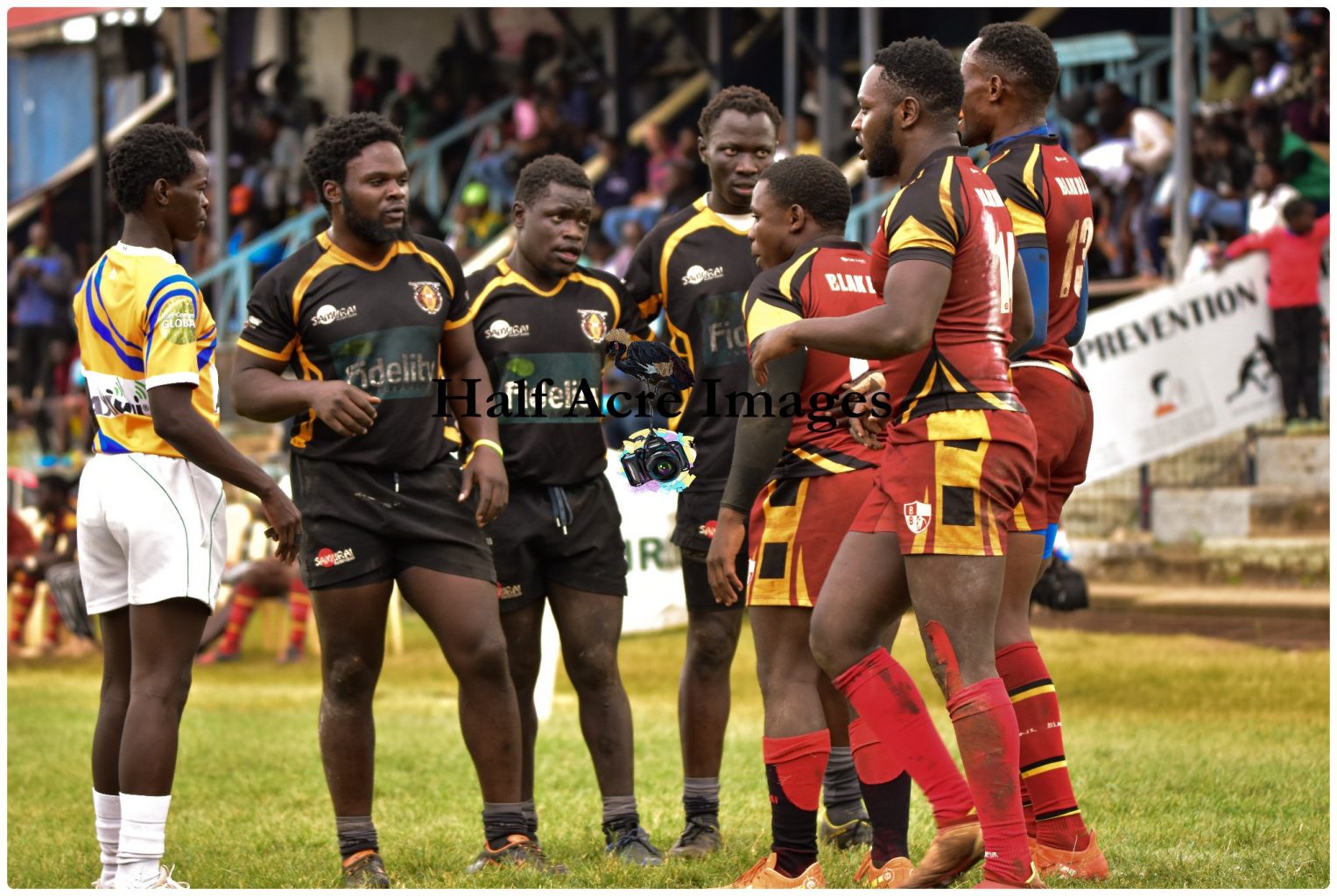 Blak Blad and Catholic Monks in a scrum contest .Photo Courtesy/Denis Acre-half