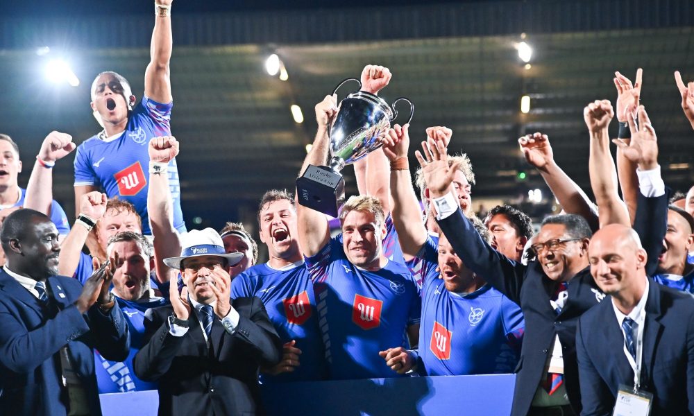 Namibia Players celebrate winning Africa Cup 15s. Photo Courtesy/Rugby Africa.