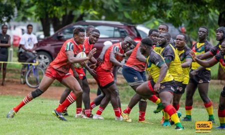 Eliakim Kichoi in action for Kenya Rugby League National Team. Photo Courtesy/Hilaria Wuaku