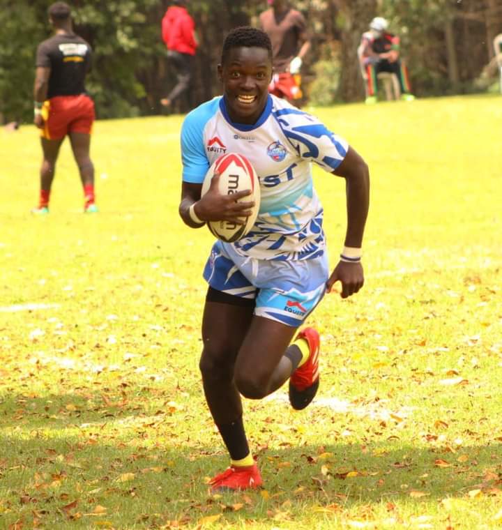 Fly-half Erick Cantona in a past action. He is set to Kabras RFC debut. Photo/MMUST
