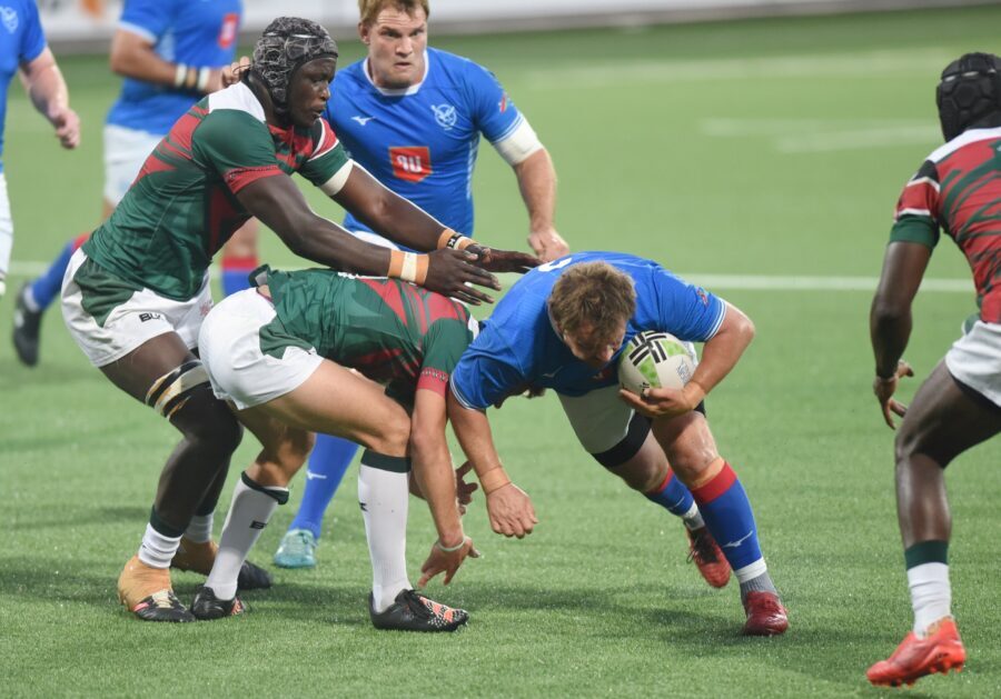 Namibia in action against Kenya. Photo Courtesy/Rugby Afrique.