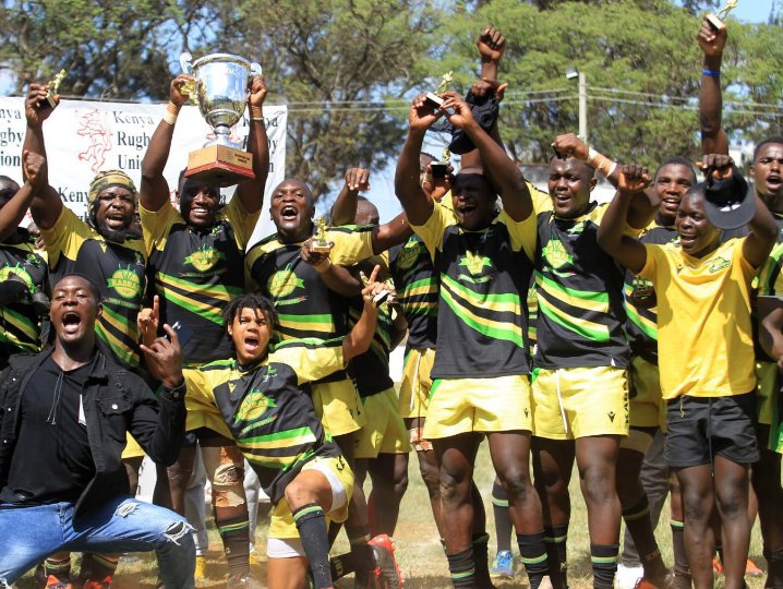 Kabras RFC players celebrate in in a past clash. Photo cOURTESY/Kabras RFC.