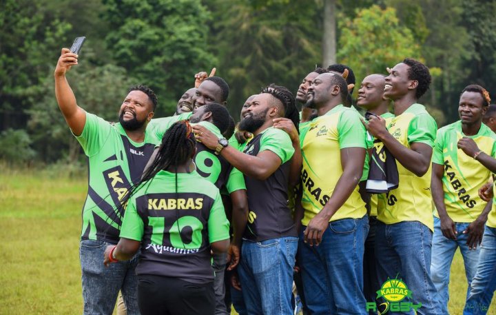 abras players enjoy selfie moment with Head coach during the launch. Photo Courtesy/Kabras .
