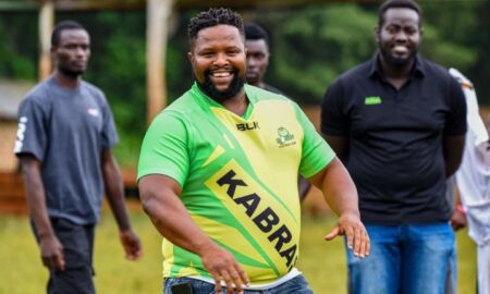 Kabras Head Coach in the yellow kit. Photo Courtesy/Kabras RFC