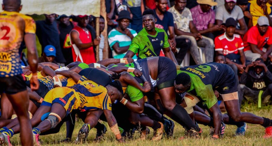 Kabras vs Homeboyz in a scrum-contest. Photo Courtesy/ Joseph Likuyani for Kabras RFC