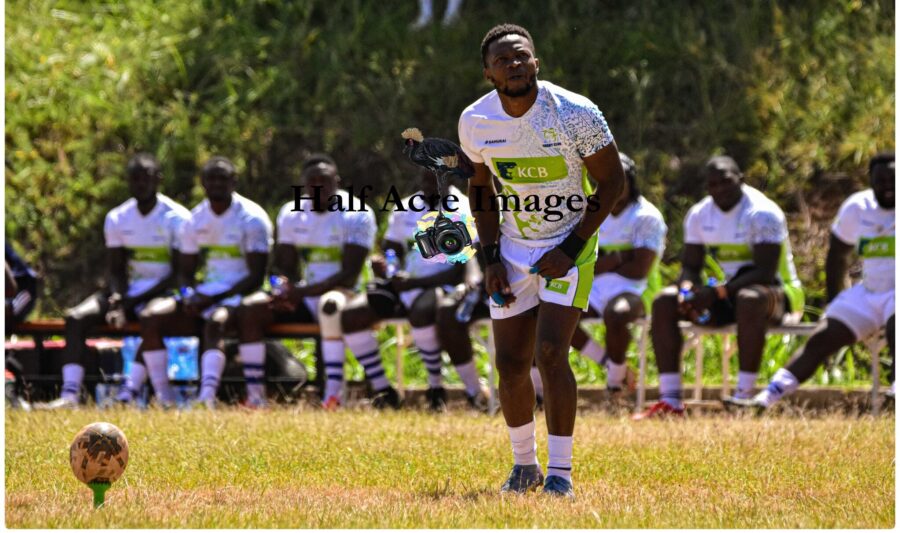 KCB's Darwin Mukidza kicks agaisnt Mwamba. Photo Courtesy/Denis Acre-hALF