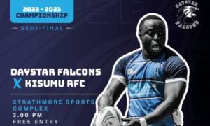 Daystar Falcons vs Kisumu RFC poster. Photo Courtesy/Daystar