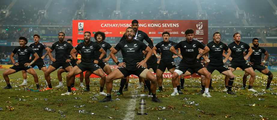 New Zealand 7s perform Haka. Photo Courtesy/Mike Lee - KLC fotos for World Rugby