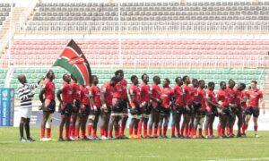 Kenya U20 line up in a World Rugby U20 Trophy. PHOTO/KRU