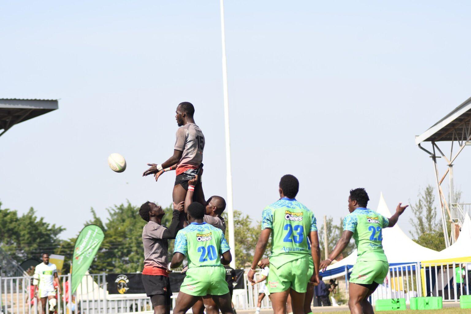 Line out contest between  Catholic Monks and Mengai Oilers. Photo. Dave Mwaura