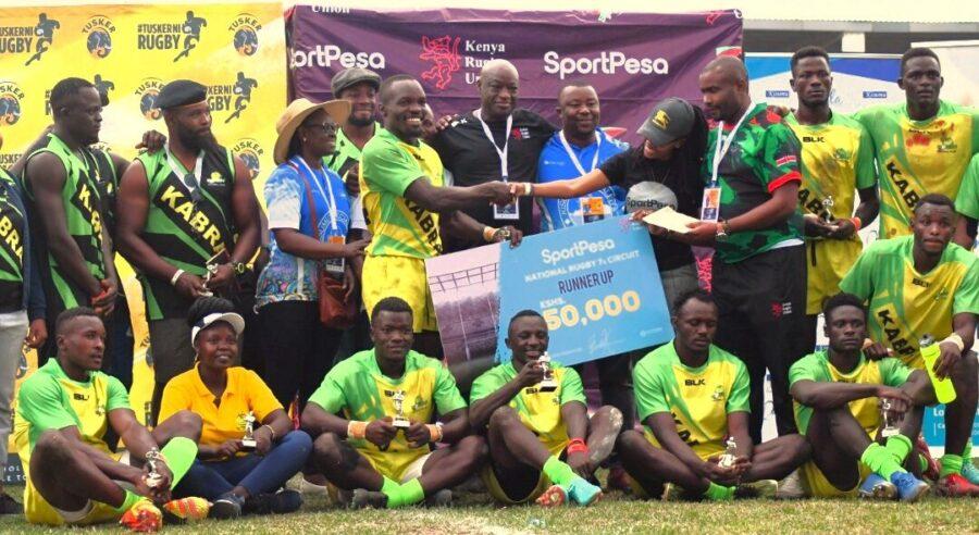 Kabras RFC receive cheque. Photo/Scrummage.