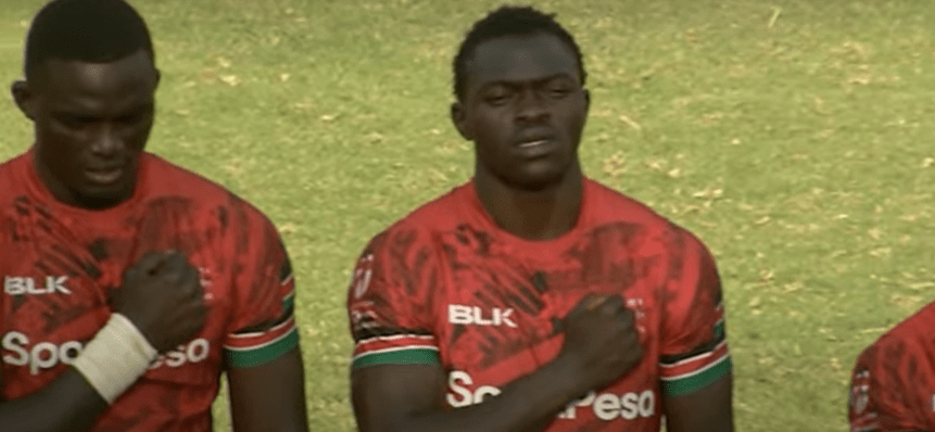 Kenya 7s winger Patrick Odongo line's up for the final. Photo/Screengrab