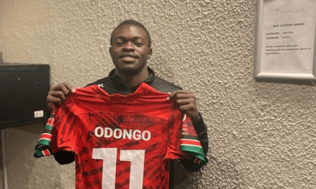Patrick Odongo displays Kenya 7s Jersey. Photo/Odongo Instagram.