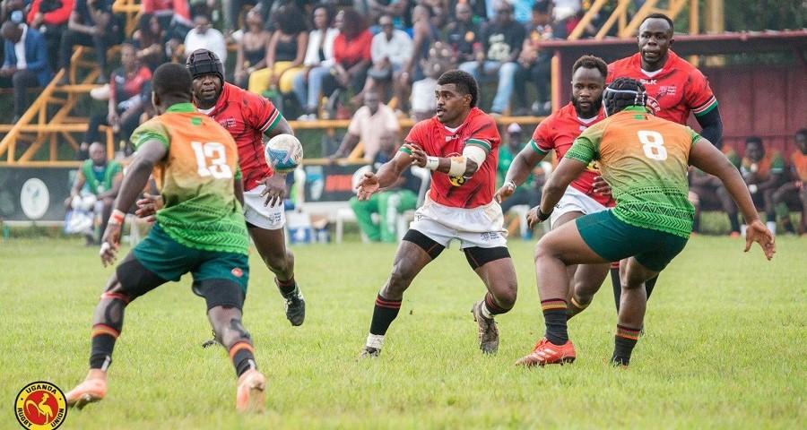 Kenya Simbas Jone Kubu leads attack against Zambia. Photo/Uganda Rugby Union.