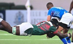 Bethuel Anami tackles Namibian scrum-half. PHOTO/Bethuel Anami/Facebook.