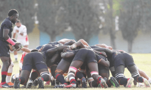 Uganda Rugby Cranes in a scrum contest. PHOTO/Tunisia Rugby