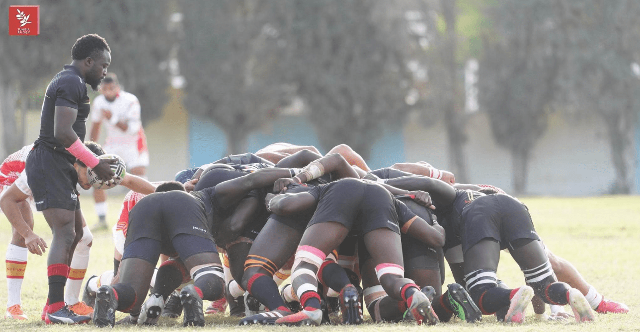 Uganda Rugby Cranes in a scrum contest. PHOTO/Tunisia Rugby