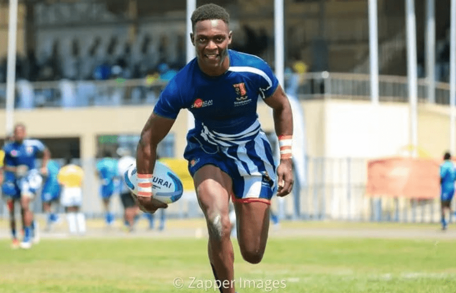 Kenya 7s' Nygel Amaitsa scores for Strathmore Leos in Dala 7s. PHOTO/Zapper Images