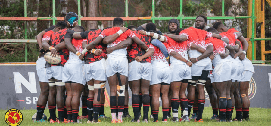 Kenya Simbas huddle before training. Photo/Uganda Rugby Union