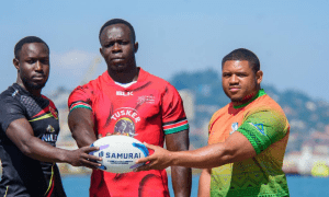 Kenya Simbas captain George Nyambua and Uganda's Ivan Magomu and Zambia's captain Photo/Uganda Rugby Union