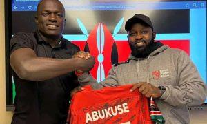 Dennis Abukuse receives Kenya 7s jersey. PHOTO/Denis Abukuse