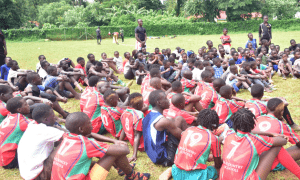 Scrummage Africa 7s Kids Tournament participants in ana address.