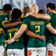 South Africa huddle ahead of Dubai 7s final. PHOTO/World Rugby