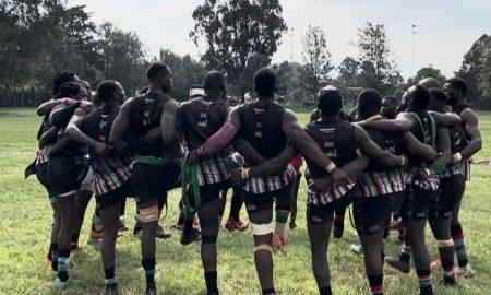 Kenya Harlequin players huddle. PHOTO/Kenya Harlequin/Instagram