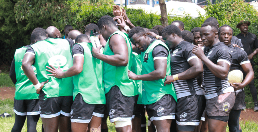 Mwamba RFC players huddle. PHOTO/Mwamba Rugby/X