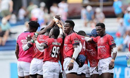 Kenya 7s huddle in Challenger Series. PHOTO/Rugby Afrique