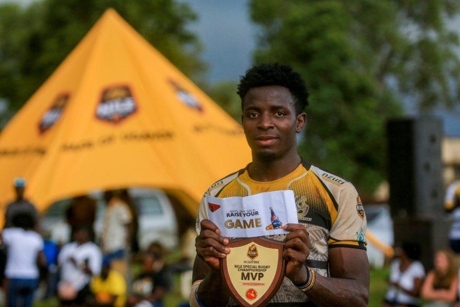 Jinja Hippos forward Andrew Odhiambo after receiving MVP award against Warriors. PHOTO/JINJA HIPPOS