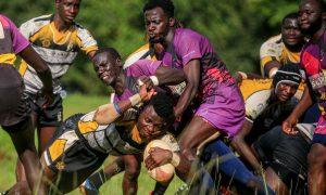 Jinja Hippos Andrew Odhiambo goes for a try against Warriors. PHOTO/UGANDA RUGBY UNION