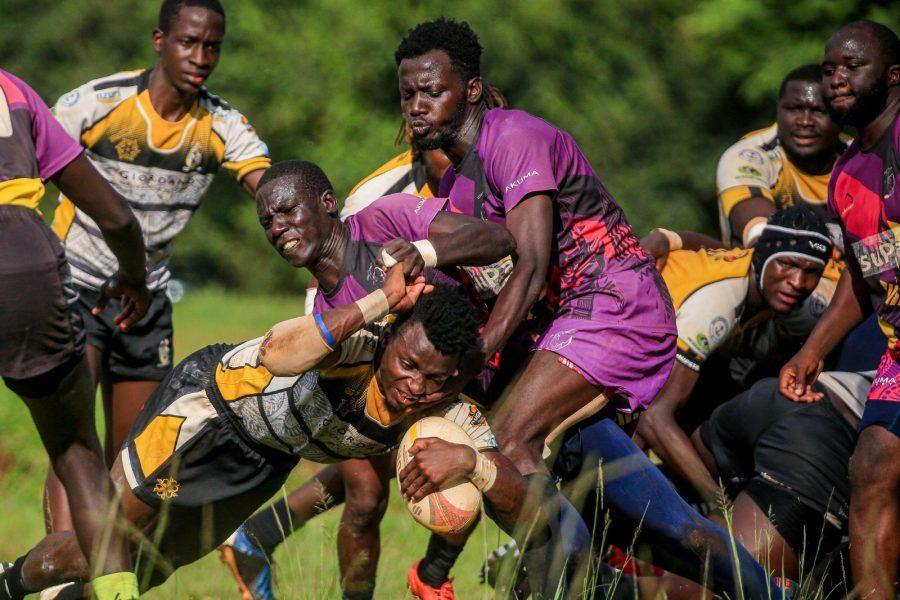 Jinja Hippos Andrew Odhiambo goes for a try against Warriors. PHOTO/UGANDA RUGBY UNION