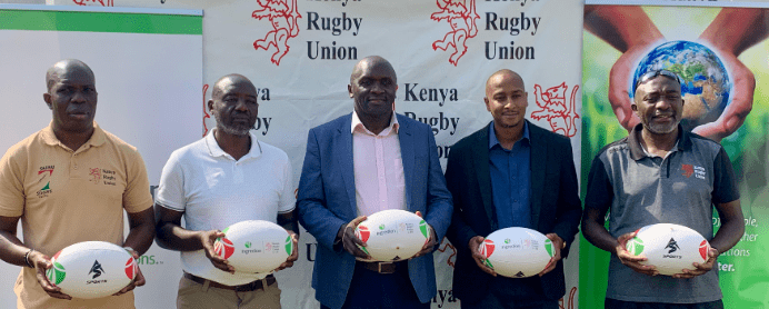 Kenya U18 ball receive balls during the donation. PHOTO/AS Sports Africa