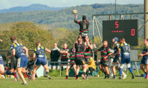 Alvin Abuto contest a line-out in a match with Hermance Région Rugby Club. PHOTO/Alvin Abuto/facebook