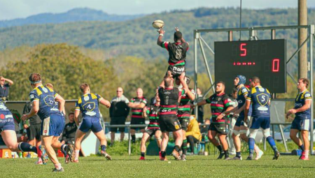 Alvin Abuto contest a line-out in a match with Hermance Région Rugby Club. PHOTO/Alvin Abuto/facebook