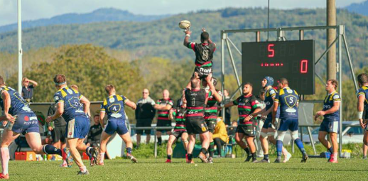 Alvin Abuto contest a line-out in a match with Hermance Région Rugby Club. PHOTO/Alvin Abuto/facebook
