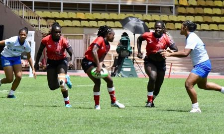 Kenya Lionesses Judith Okumu prepares to past against Samoa. PHOTO/Rugby Afrique/Facebook