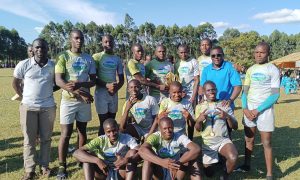 Kisii School pose with the trophy after winning the Kisii County title. PHOTO/Kisii School