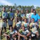 Kisii School pose with the trophy after winning the Kisii County title. PHOTO/Kisii School