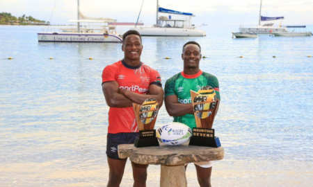 kenya Morans captains Brian Mutua and Benson Salem. PHOTO/Rugby Afrique/Facebook