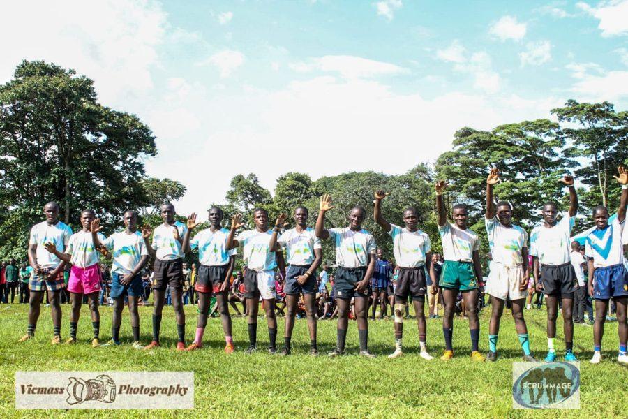 Vihiga High School sing anthem during Scrummage Katch 7s. PHOTO/Vicmass