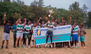 Lions De Fer RFC awarded after winning the Rwanda Rugby National 15s League. PHOTO/Rwanda Rugby