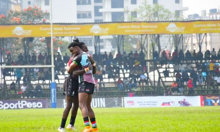 kenya Harlequin Charles Kinyajui celebrates at Christie 7s. PHOTO/Tabby Nashipae