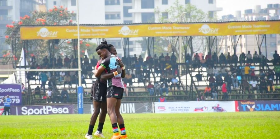 kenya Harlequin Charles Kinyajui celebrates at Christie 7s. PHOTO/Tabby Nashipae