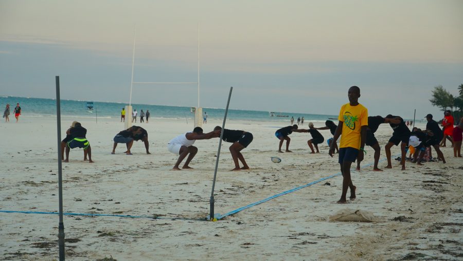 Teams stretch at South Coast 5s. PHOTO/Scrummage Africa/Mahlon Lichuma 