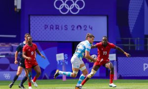 Kenya 7s squad in action against Argentina at the Olympics Rugby 7s. PHOTO/ World Rugby