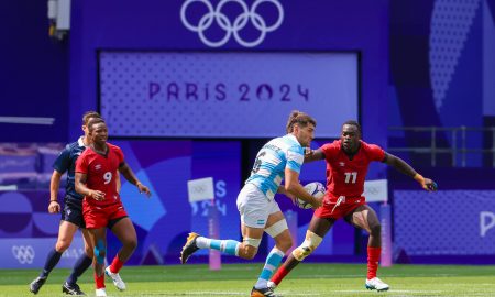 Kenya 7s squad in action against Argentina at the Olympics Rugby 7s. PHOTO/ World Rugby